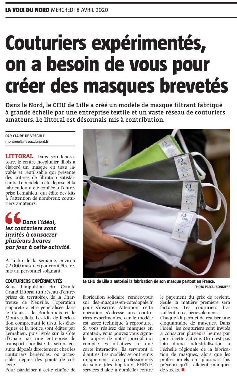 Covid-19 : distribution de masques en tissu brevetés